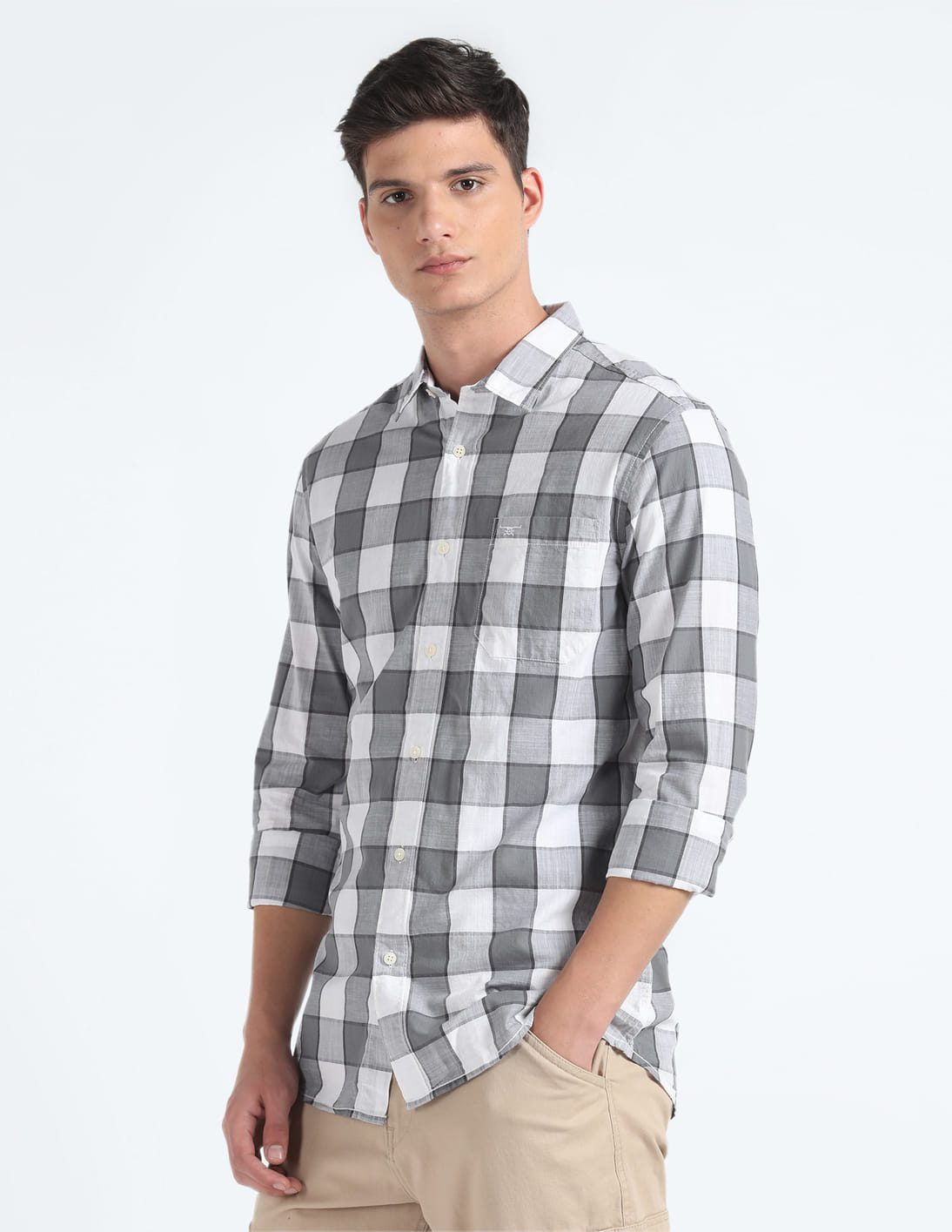 【新品】A MACHINE Buffalo check shirt Buy Flying Machine Pure Cotton Buffalo Check Shirt - NNNOW.com