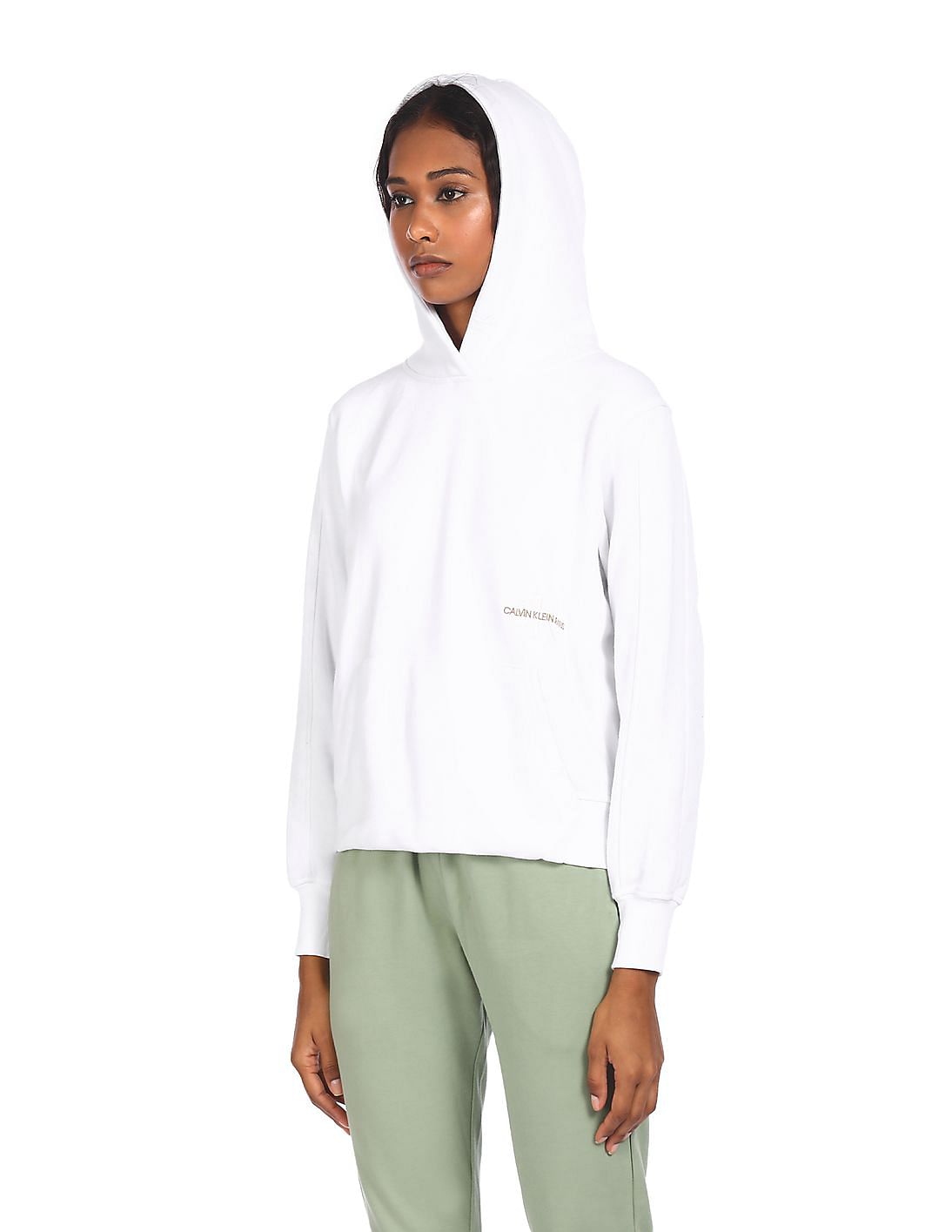 White calvin klein hoodie women's sale