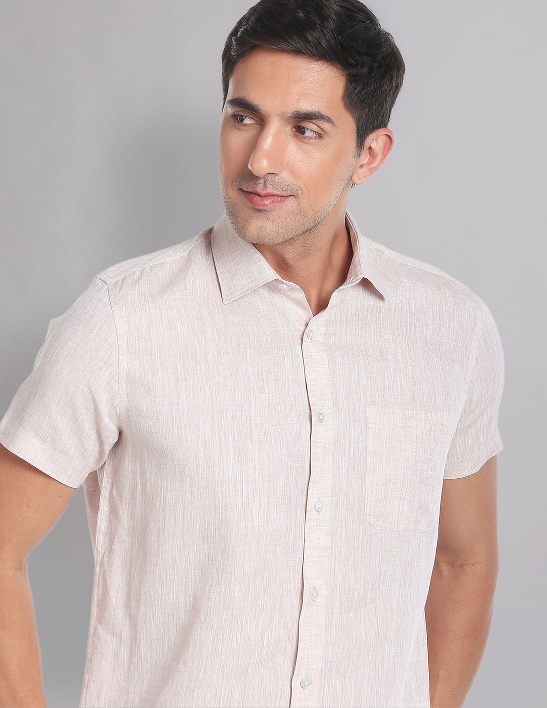 Buy AD by Arvind Short Sleeve Irish Linen Shirt - NNNOW.com