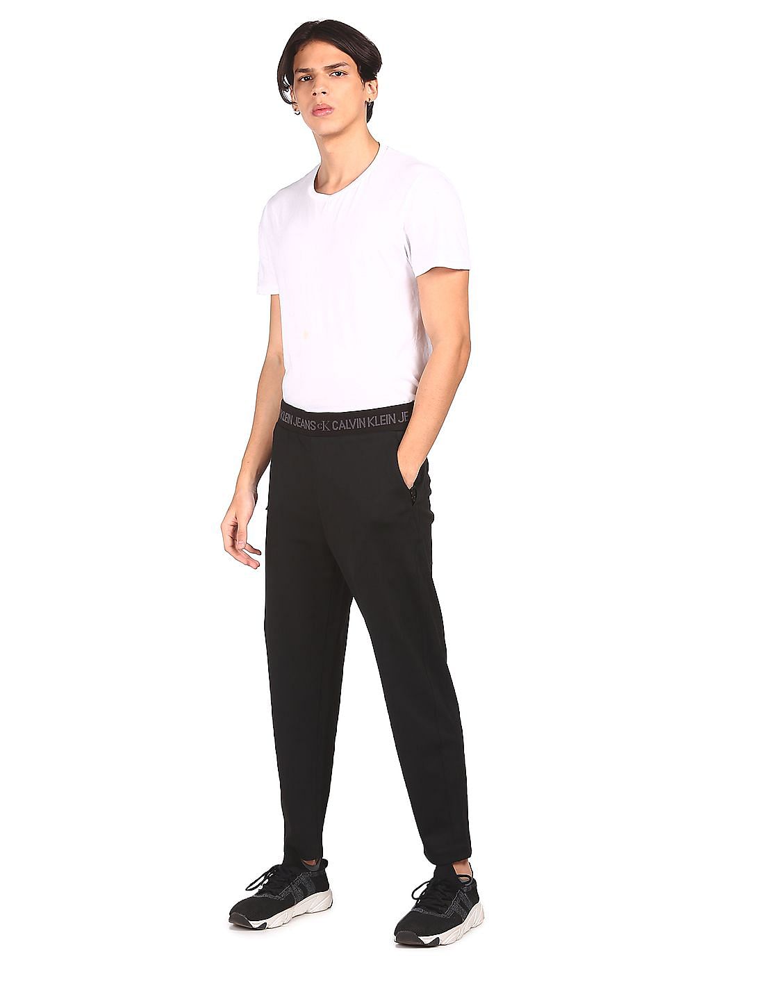 Buy Calvin Klein Men Black Elasticized Waist Solid Track Buy Calvin Klein Men Black Elasticized Waist Solid Track