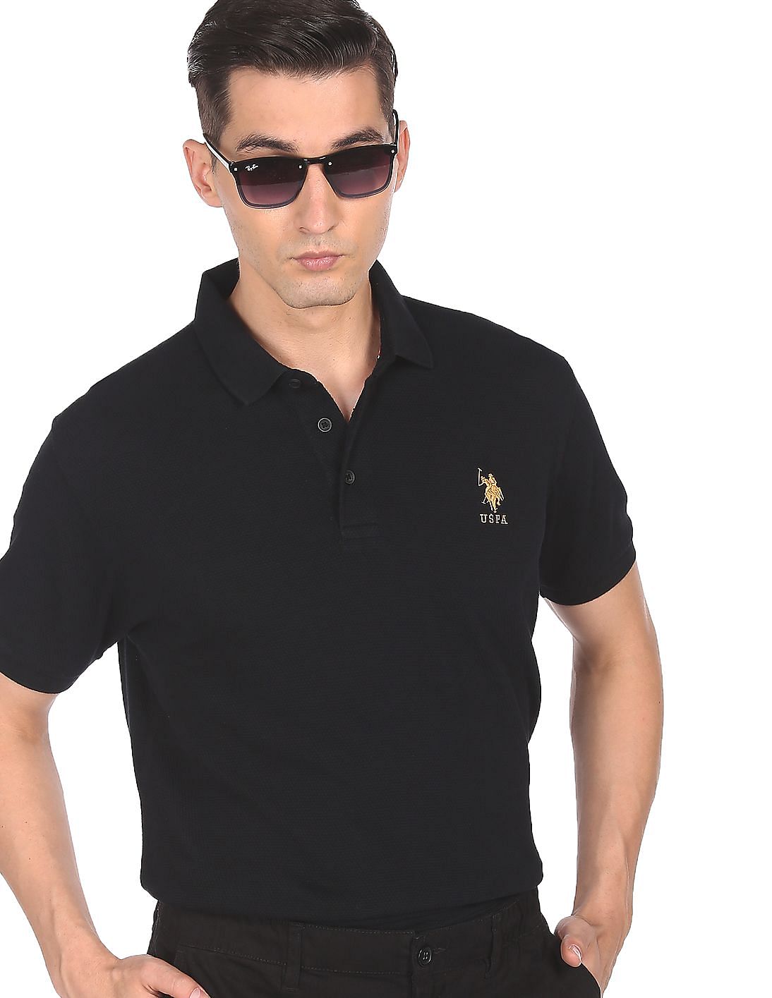 uspa black polo