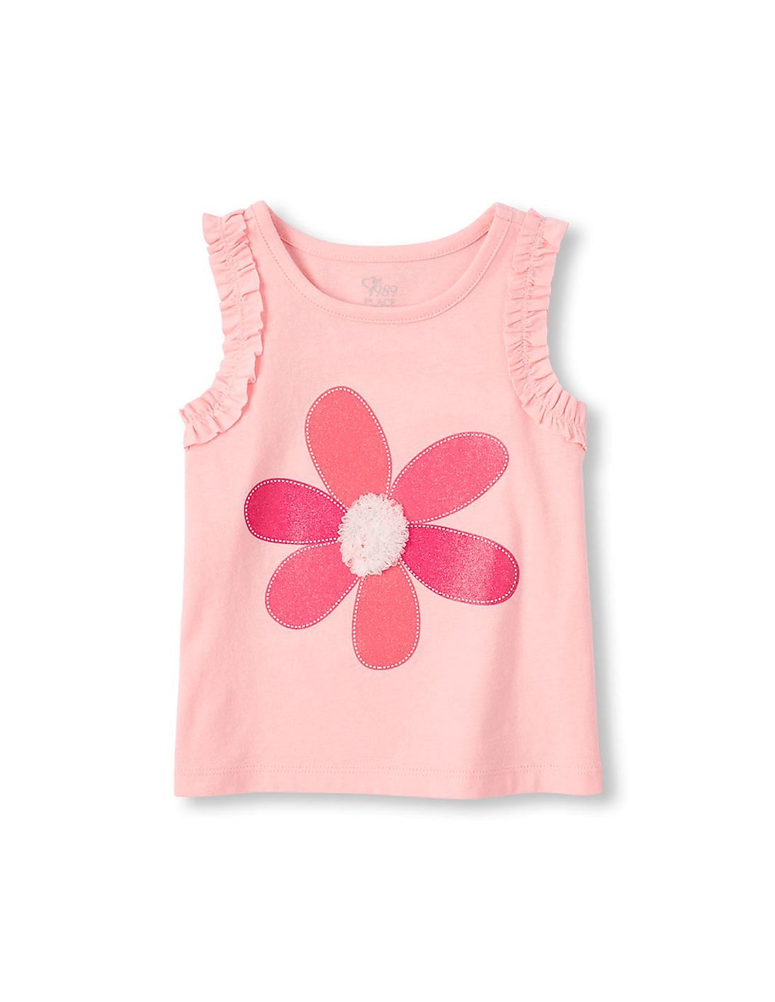 Buy The Children's Place Girls Pink Ruffle Sleeveless Graphic Top ...