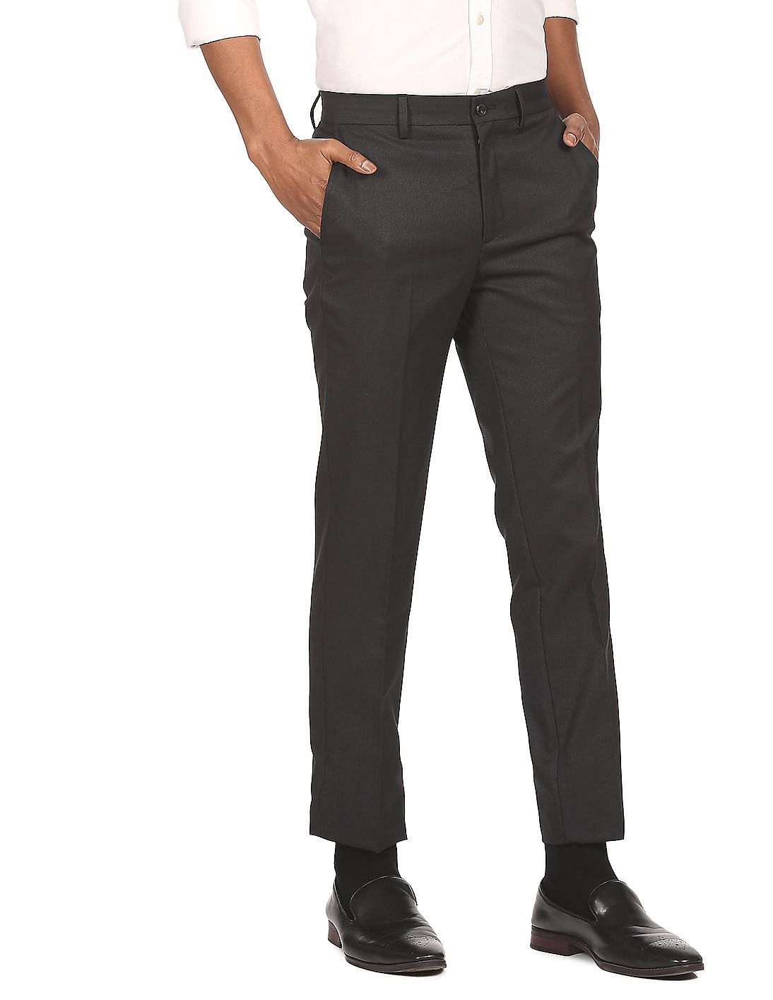 Black Solid Regular Fit Trousers Various Sizes  Celio