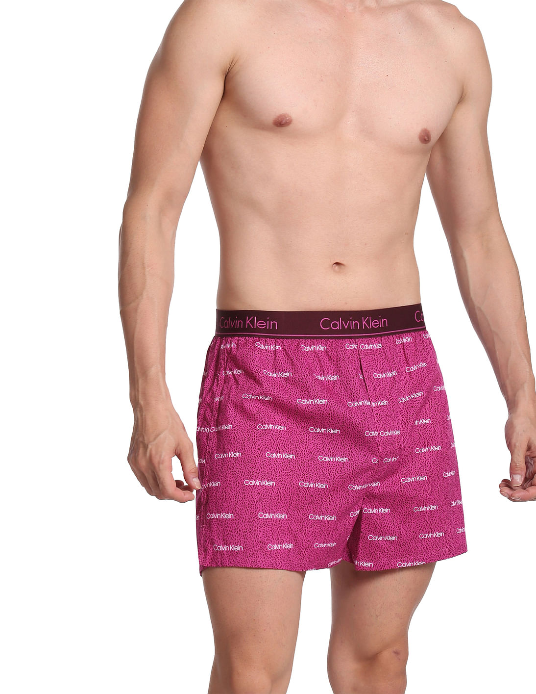 Buy Calvin Klein Underwear Men Light Pink And Black Checked Monogram Woven  Boxers - NNNOW.com