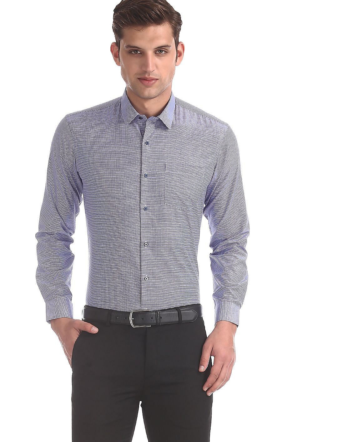 Buy Men Blue Snug Skinny Fit Patterned Shirt online at NNNOW.com