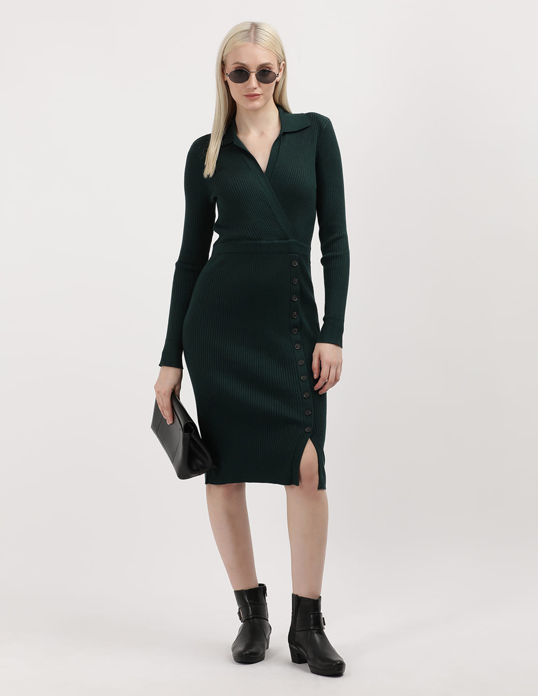 Klein Faux Suede Calvin Klein Malachite Buy Calvin Klein Jeans Polo Collar  Sweater Dress