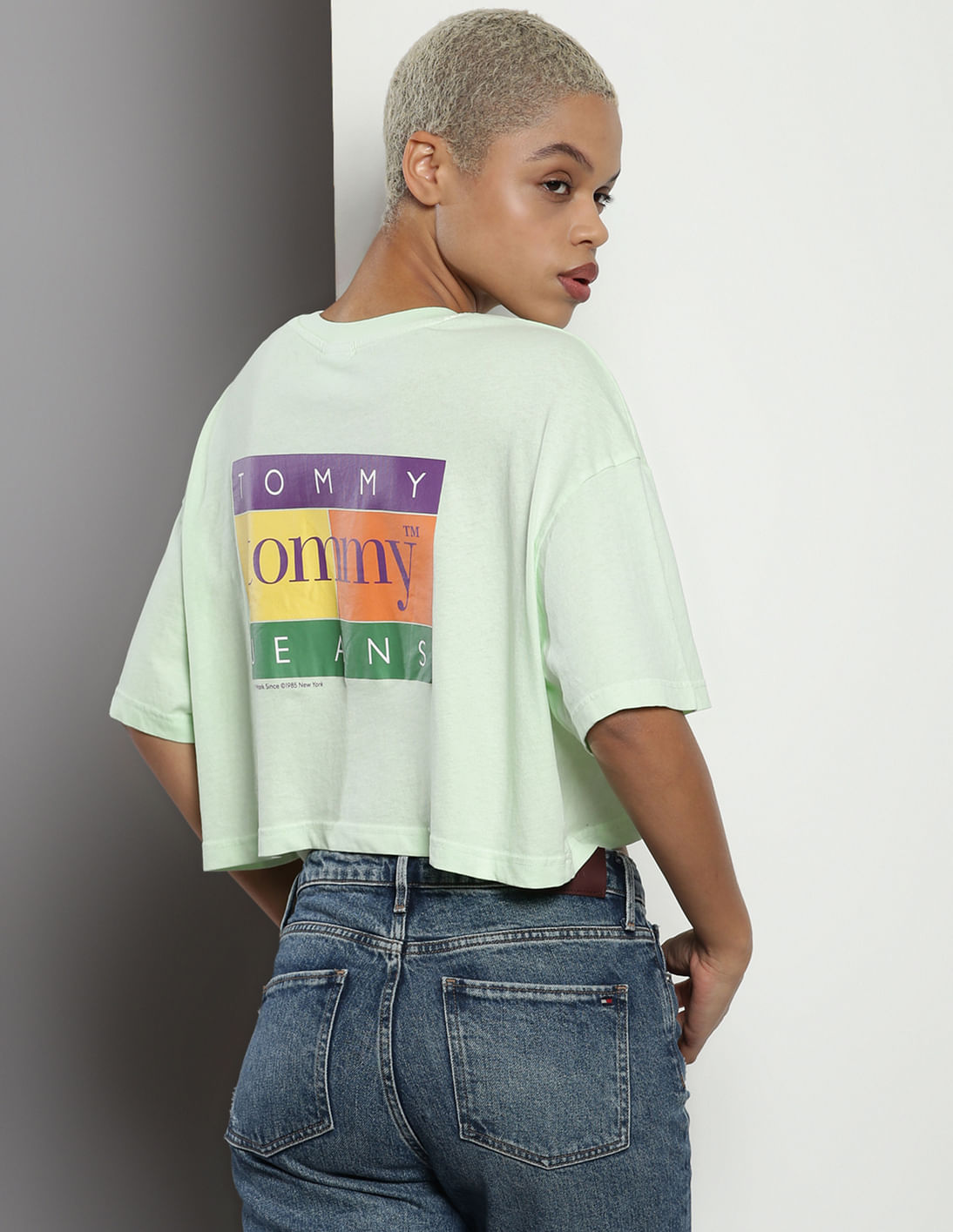 Buy Tommy Hilfiger Oversized Cropped Summer Flag T-Shirt