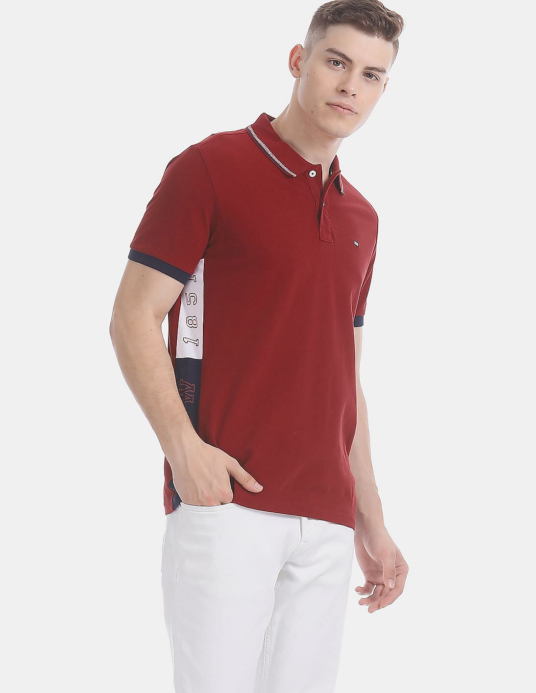Buy Arrow Sports Red Side Panel Cotton Pique Polo Shirt - NNNOW.com