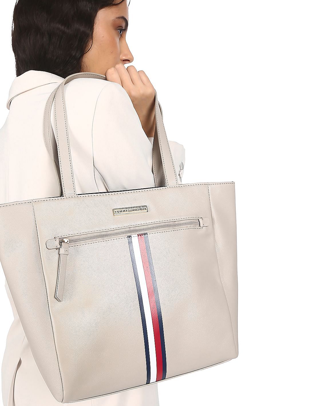 Buy Tommy Hilfiger Women Pink Top Handle Striped Tote Bag - NNNOW.com