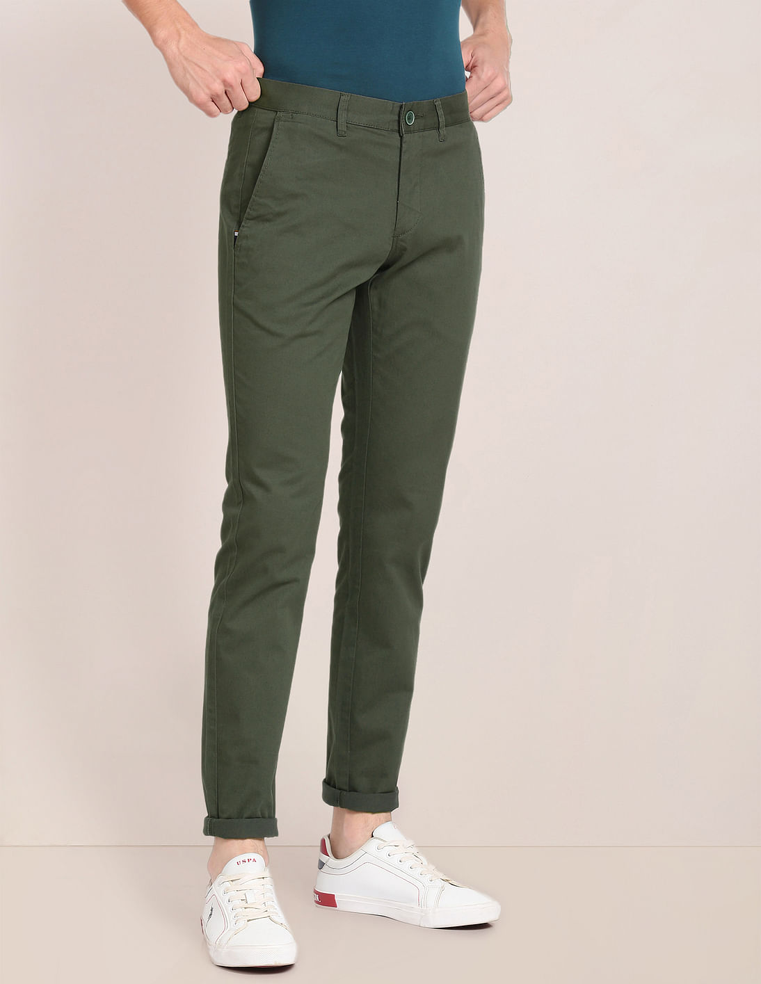 Buy U.S. Polo Assn. Solid Twill Trousers - NNNOW.com