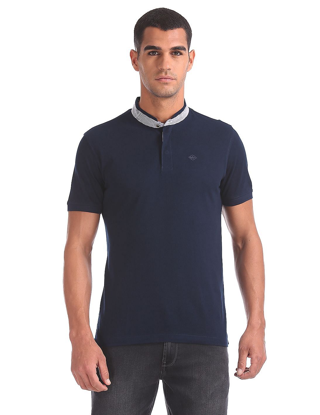 Buy Arrow Sports Regular Fit Mandarin Collar Polo Shirt - NNNOW.com