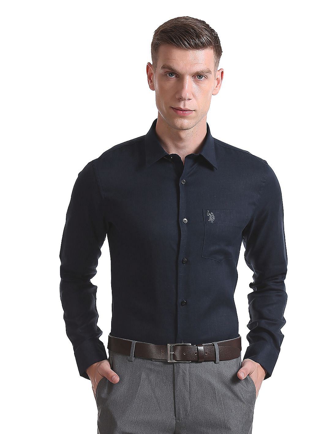 Buy Men French Placket Linen Shirt online at NNNOW.com