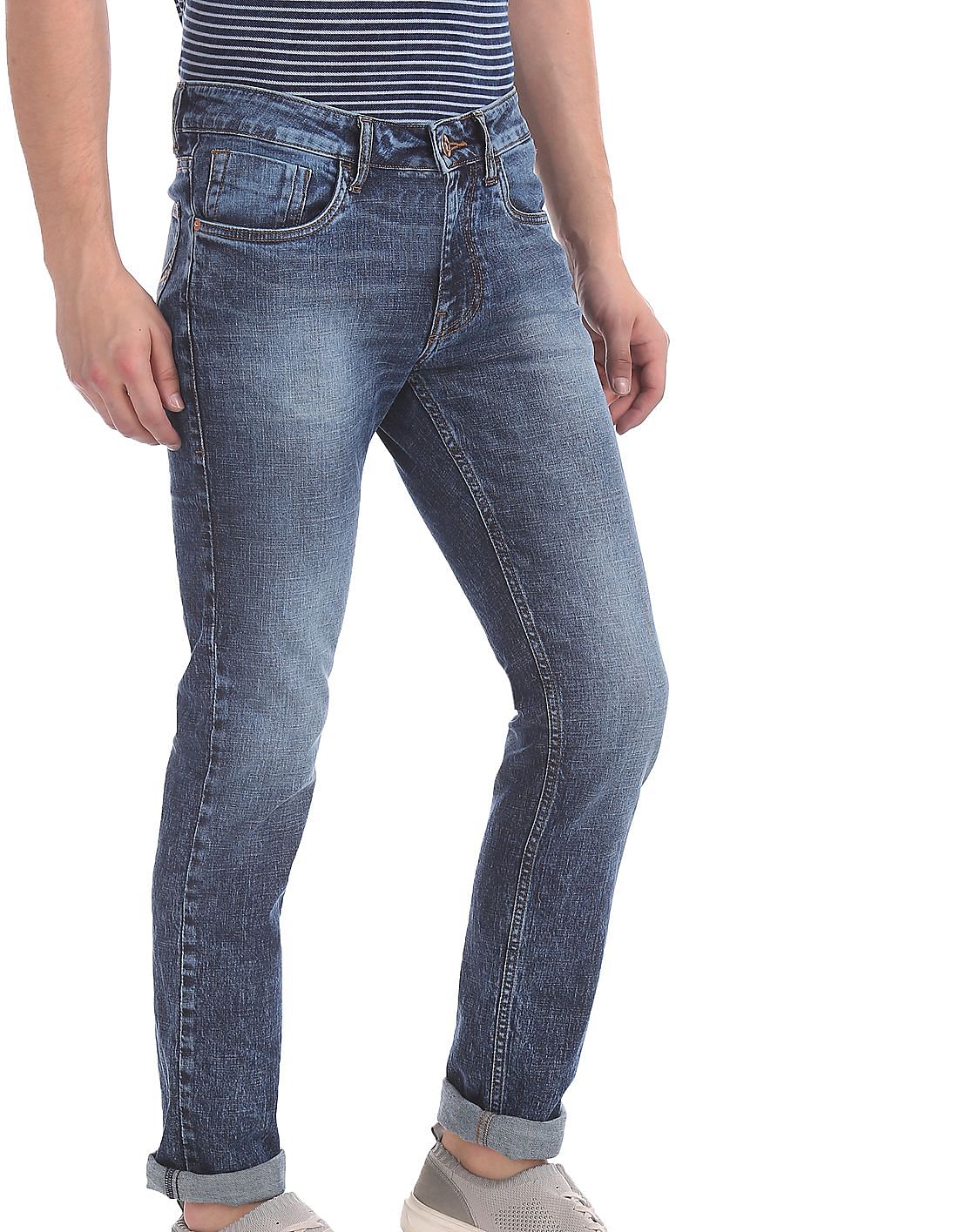 Buy Men Blue Michael Slim Tapered Fit Washed Jeans online at NNNOW.com