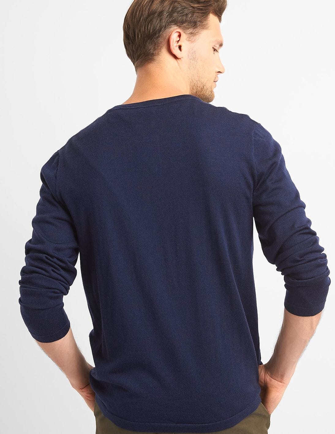 Buy GAP Men Men Blue Merino Wool Henley Sweater