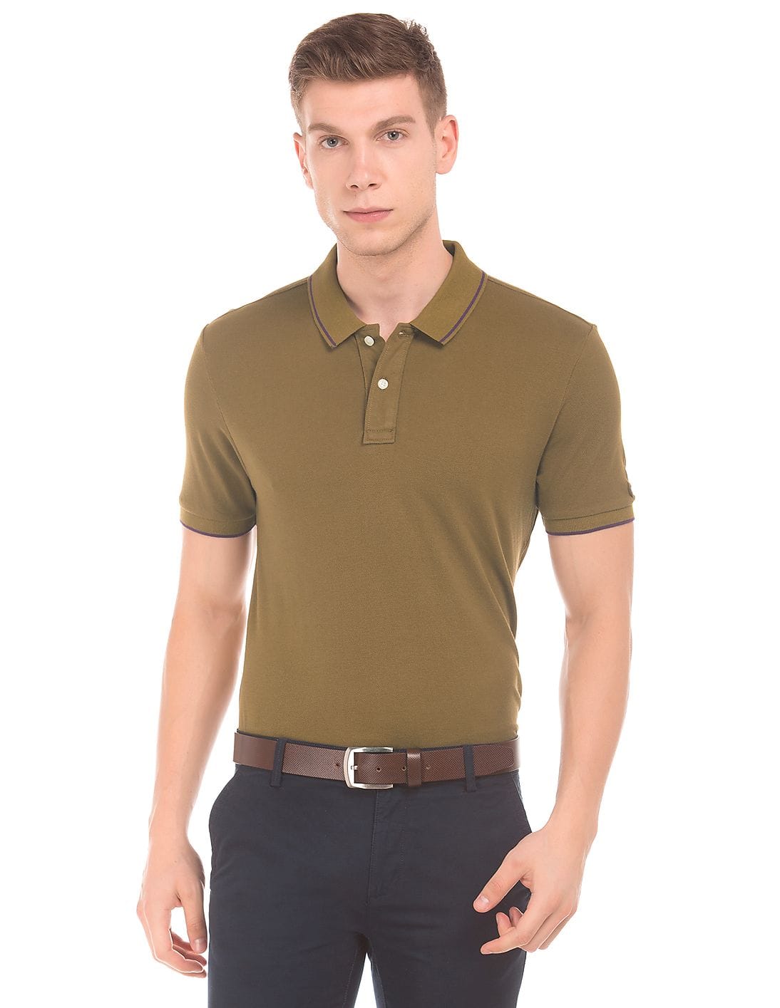 Buy Arrow Sports Tipped Pique Polo Shirt