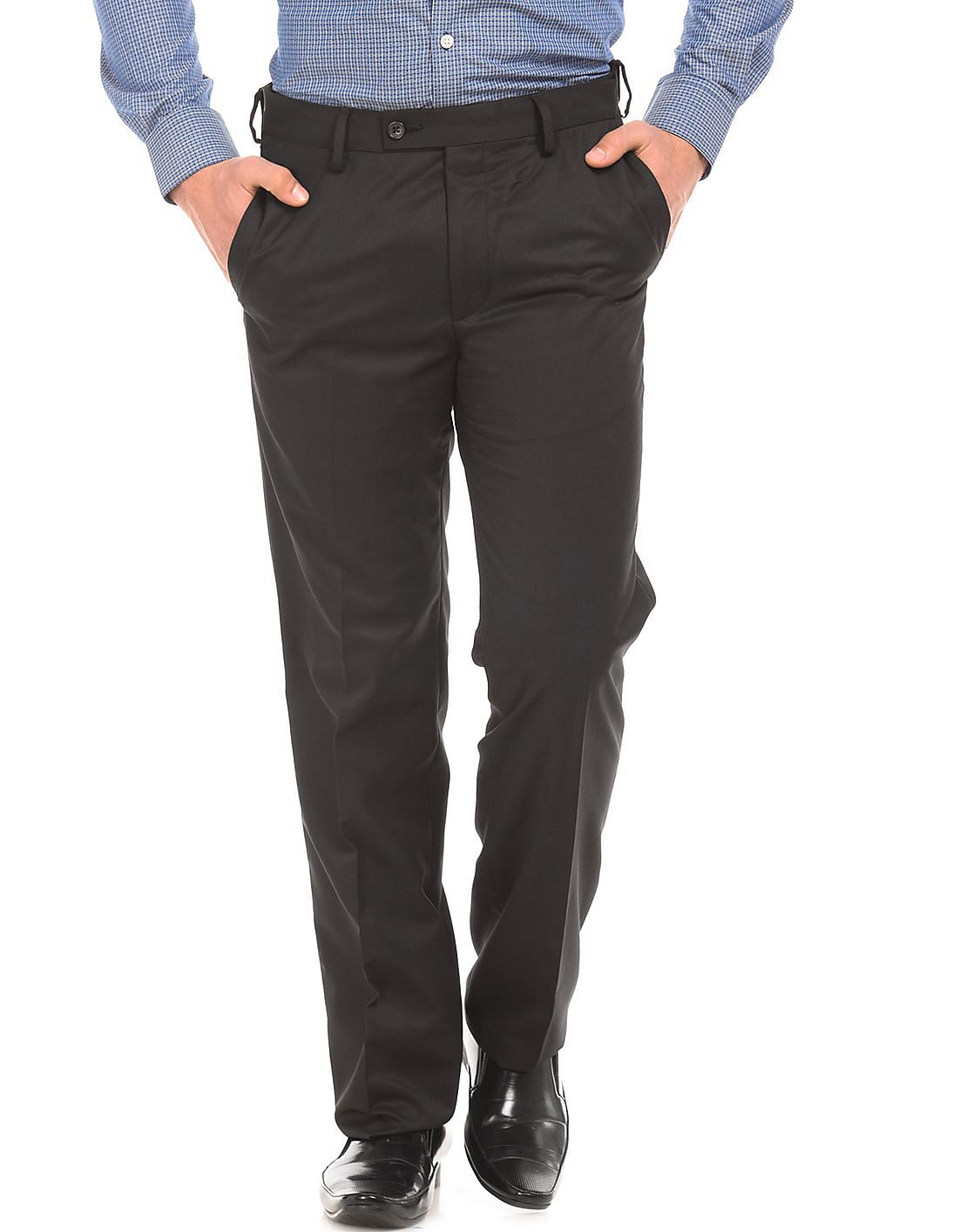 Buy Arrow Solid Regular Fit Trousers - NNNOW.com