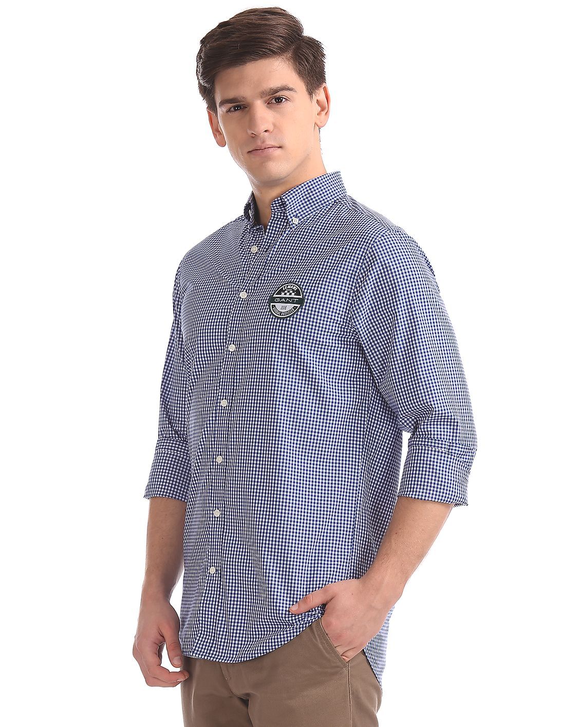 Buy Men Le Mans Techprep Broadcloth Gingham Button Down Shirt