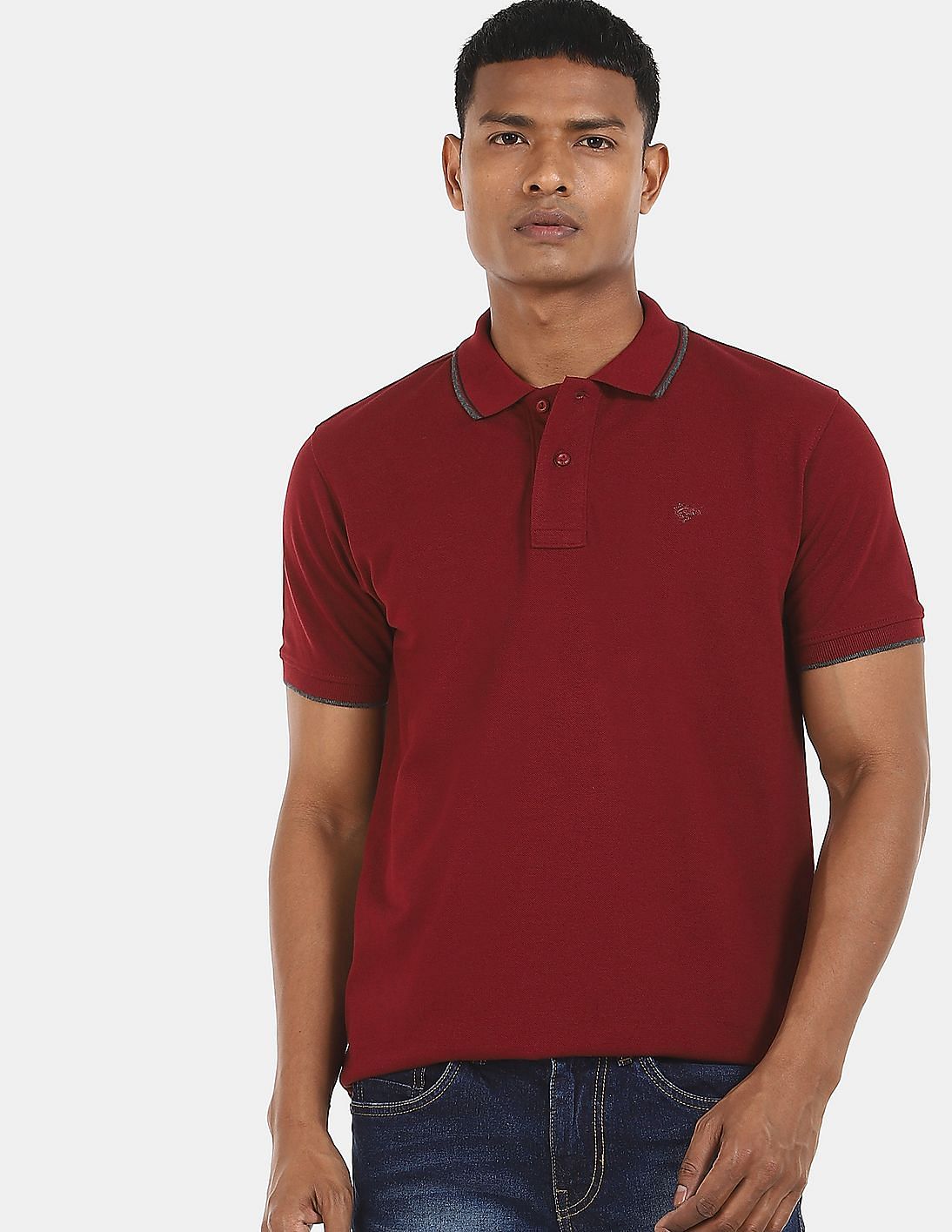 Buy Ruggers Men Maroon Solid Cotton Pique Polo Shirt - NNNOW.com