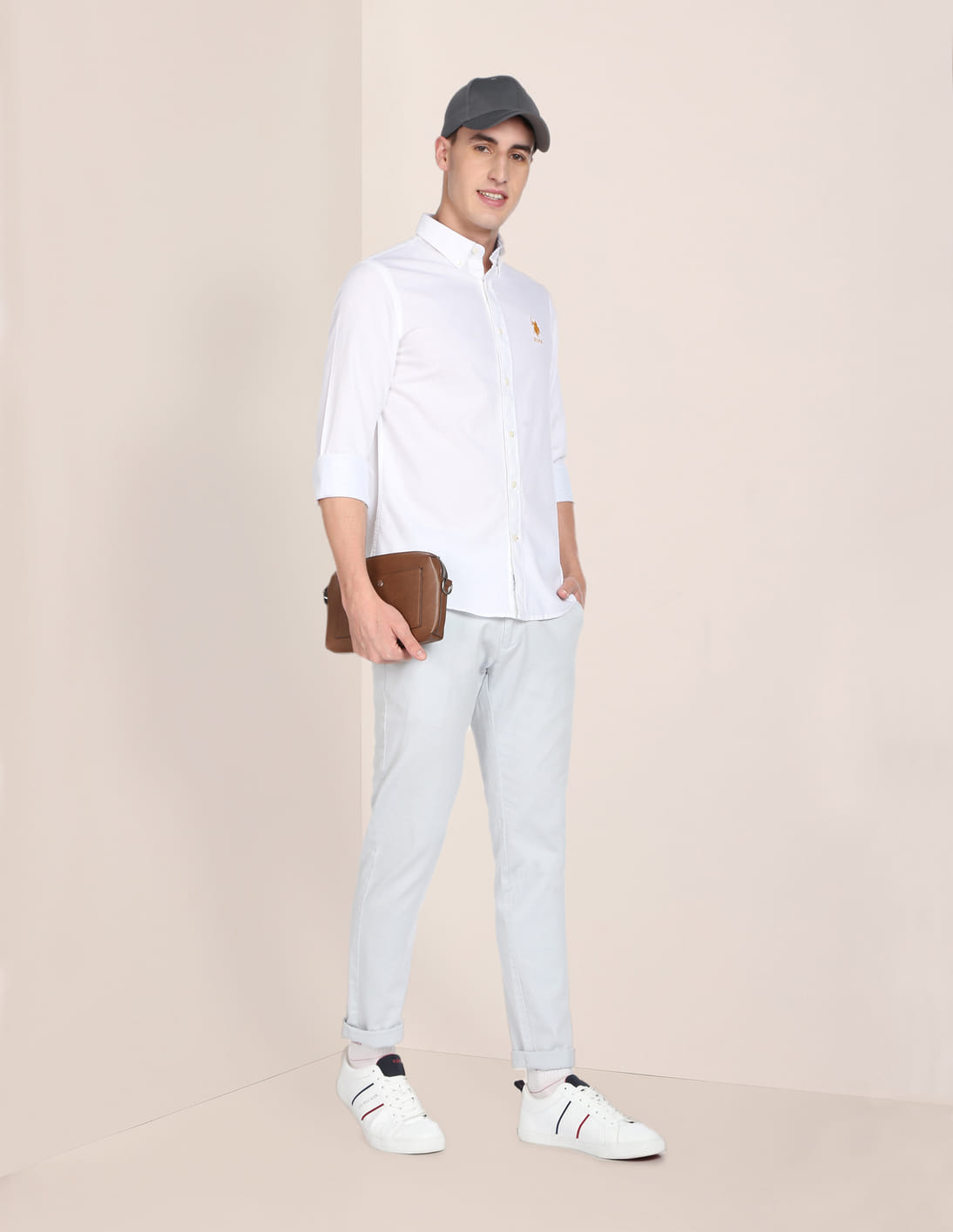 polo white button shirt