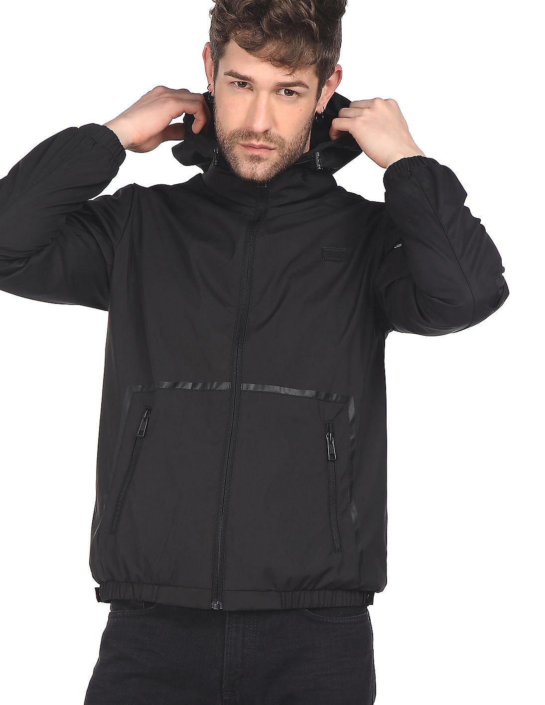 Buy Flying Machine Solid Hooded Jacket - NNNOW.com