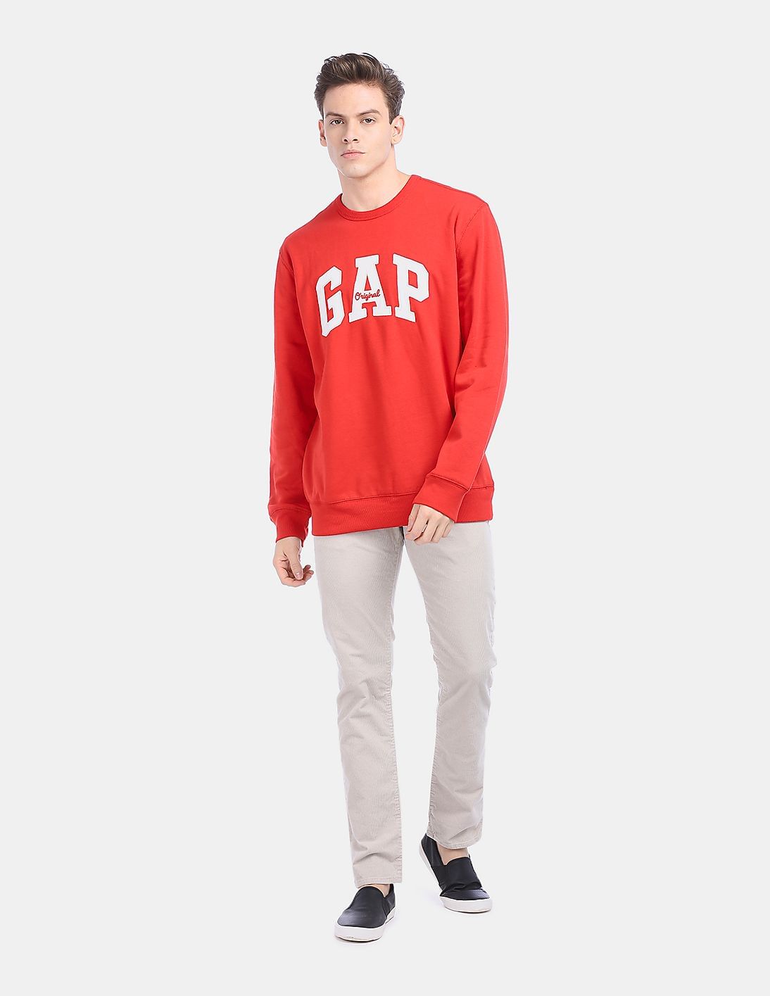 gap MEN'S COLLECTIONS 大型版 Buy GAP Men Red Long Sleeve Crew Neck Sweatshirt - NNNOW.com