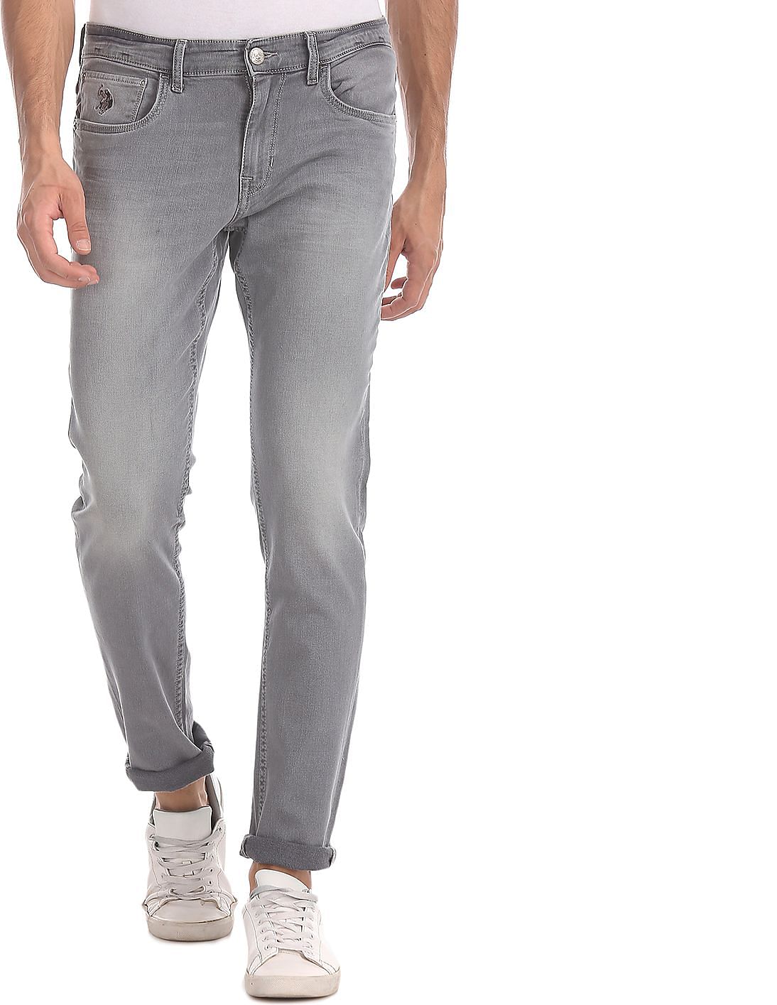 Buy Men Grey Brandon Slim Tapered Fit Stone Wash Jeans online at NNNOW.com