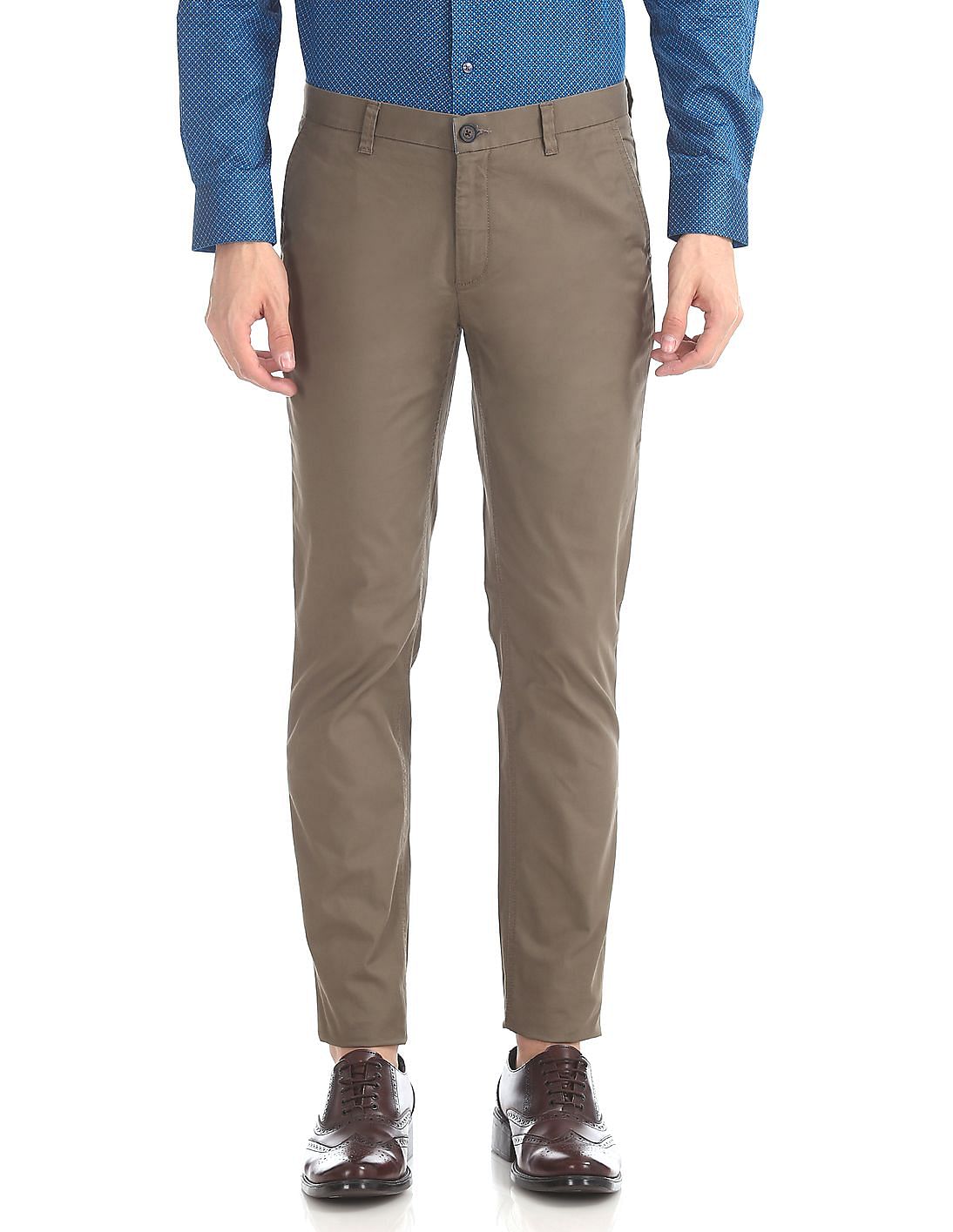 Buy AD by Arvind Slim Fit Solid Chinos - NNNOW.com
