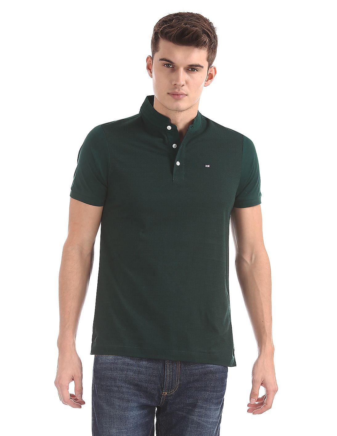 Buy Arrow Sports Men Regular Fit Mandarin Collar Polo Shirt - NNNOW.com