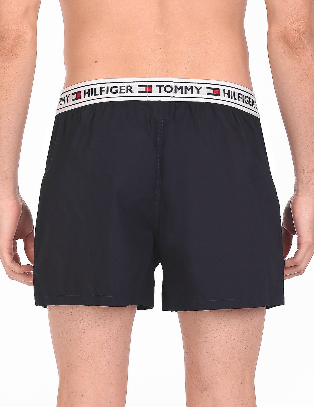 Buy Tommy Hilfiger Men Navy Contrast Elasticized Waist Solid