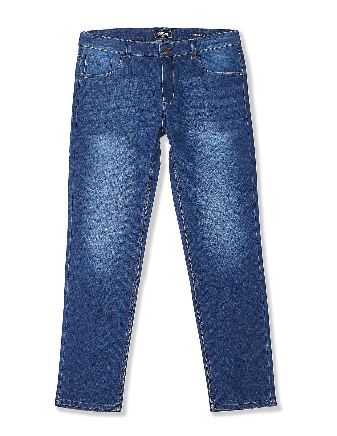 Buy Men Straight Fit Stone Wash Jeans online at NNNOW.com