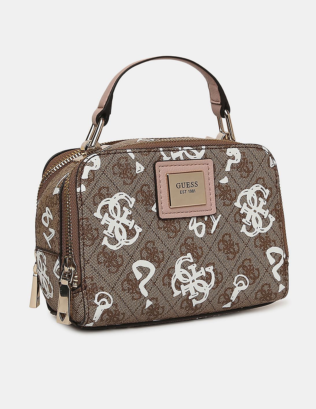 Buy GUESS Women Brown Printed Candace Mini Crossbody Sling Bag NNNOW