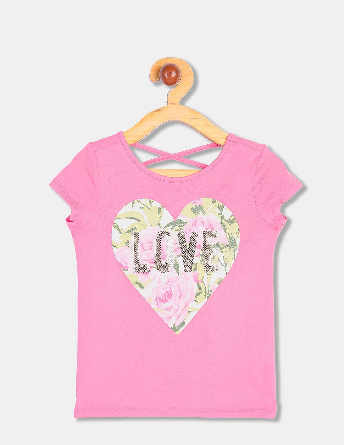 Buy The Children's Place Girls Pink Short Sleeve Embellished Cut-Out ...