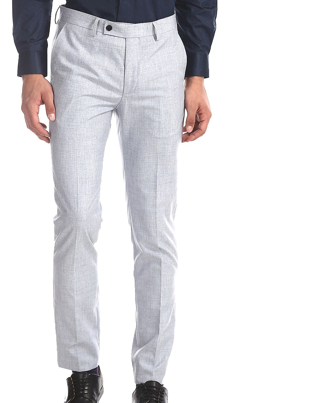 Buy Men Grey Slim Fit Patterned Trousers online at NNNOW.com