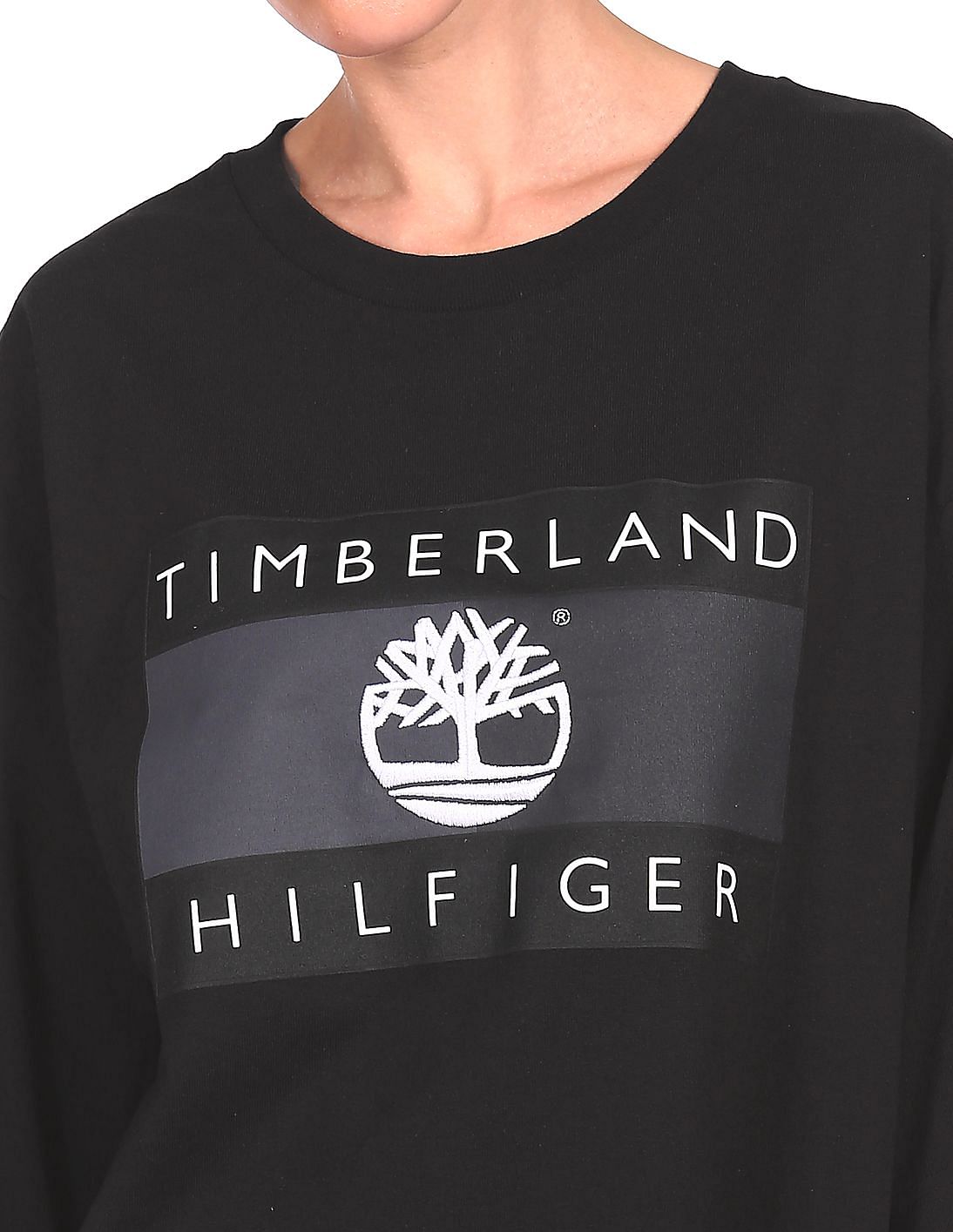 Buy Tommy Hilfiger Women Black Round Neck Brand Print T-Shirt - NNNOW.com