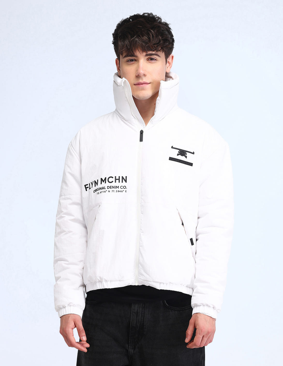 Buy Flying Machine Relaxed Fit Printed Padded Jacket - NNNOW.com