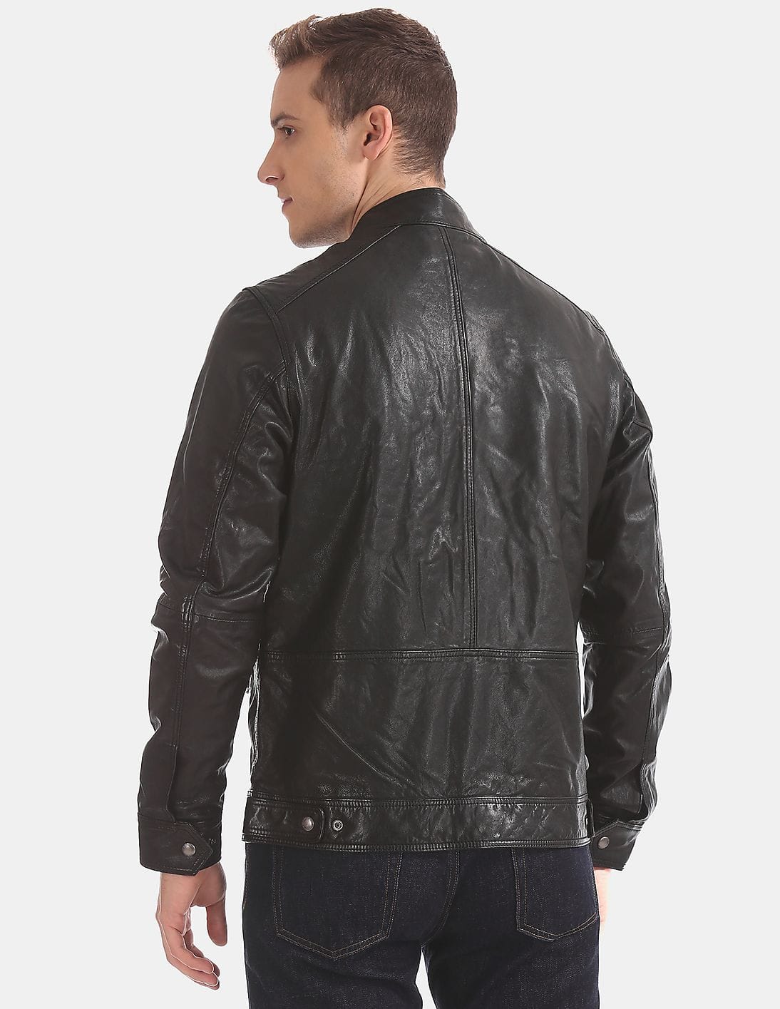 Buy Men Leather Biker Jacket online at NNNOW.com
