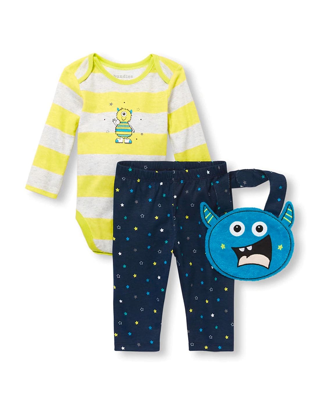Buy The Children's Place Baby Baby Boys Assorted Monster Bodysuit, Star Printed Pants And Bib 3