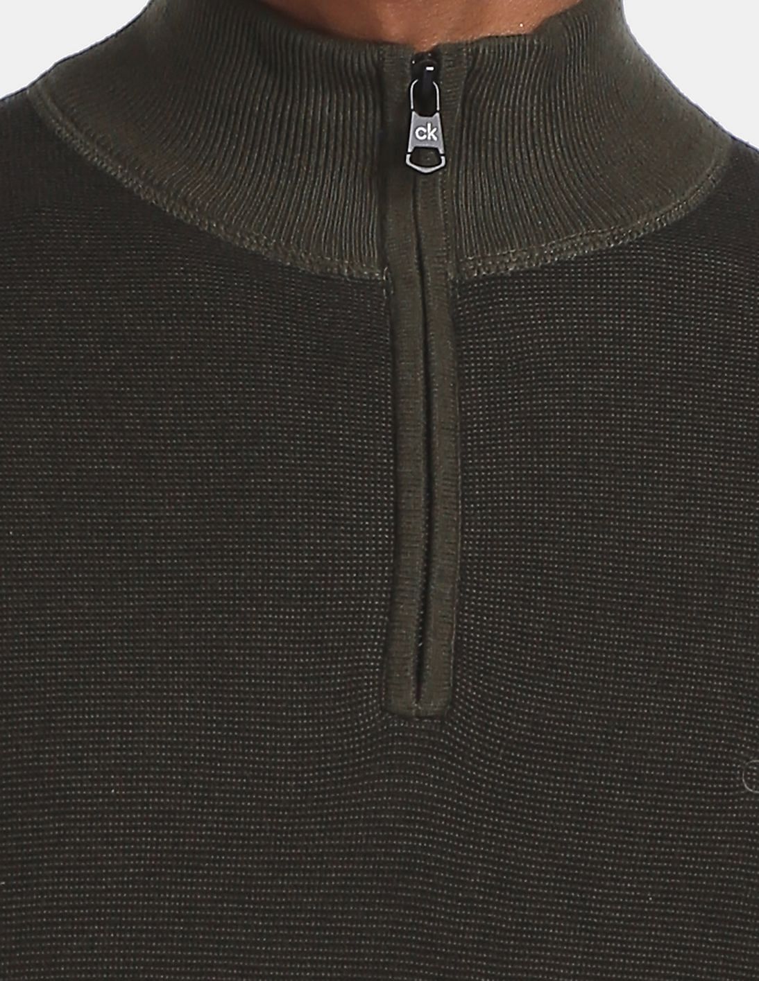 Calvin Klein Men's Black Two Tone Monogram Zip Up Sweater, Size Small  J319778-BEH - Jomashop