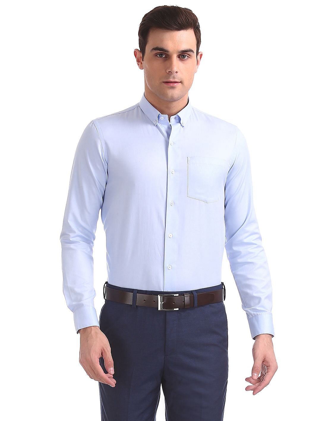 Buy Men Slim Fit Button-Down Collar Shirt online at NNNOW.com