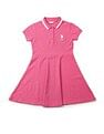 U.S. Polo Assn. Kids Girls Solid Fit And Flare Polo Dress