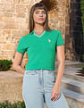 U.S. Polo Assn. Women Tipped V-Neck Solid Polo Shirt