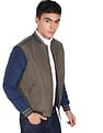 Flying Machine Stand Collar Colour Block Bomber Jacket