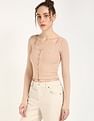 Calvin Klein Jeans Regular-Fit Polyester Scoop Neck Crop Top