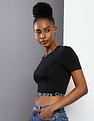 Calvin Klein Elasticised Branded Waist Cropped T-Shirt