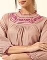 U.S. Polo Assn. Women Yoke Embroidered Frill Top