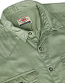 Flying Machine Solid Spread Collar Cotton Shirt
