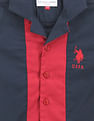 U.S. Polo Assn. Kids Boys Notch Collar Colour Block Shirt