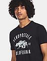 Aeropostale Men Black Brand Print Cotton T-Shirt