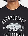 Aeropostale Men Black Brand Print Cotton T-Shirt