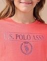 U.S. Polo Assn. Kids Girls Brand Printed Regular Fit T-Shirt